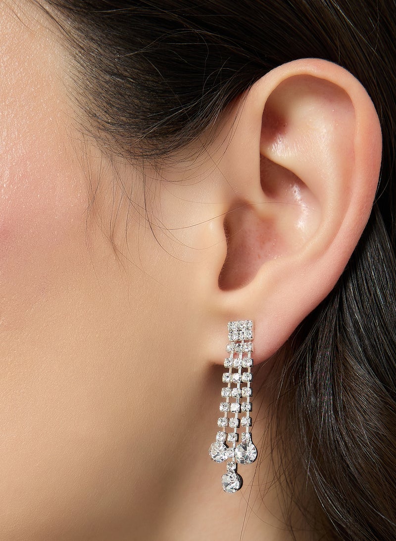 ايلا ليمتد اديشن أقراط فضية متدلية صغيرة بتفاصيل حجر الراين - Image 4